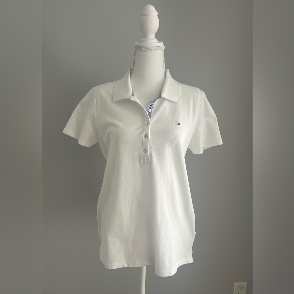 Tommy Hilfiger Women's White Polo Shirt Size M